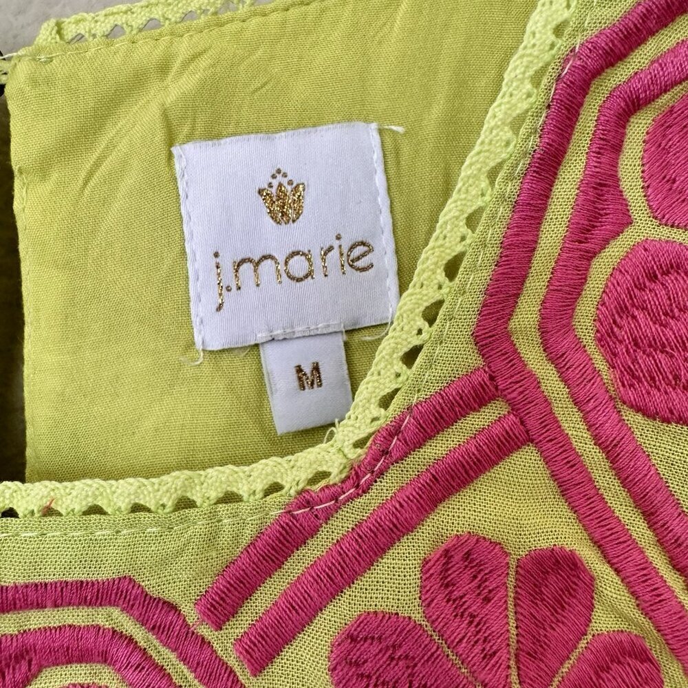 J Marie Embroidered Rowan Flutter Sleeve Lime Top size Medium Retail $106 - Picture 7 of 9